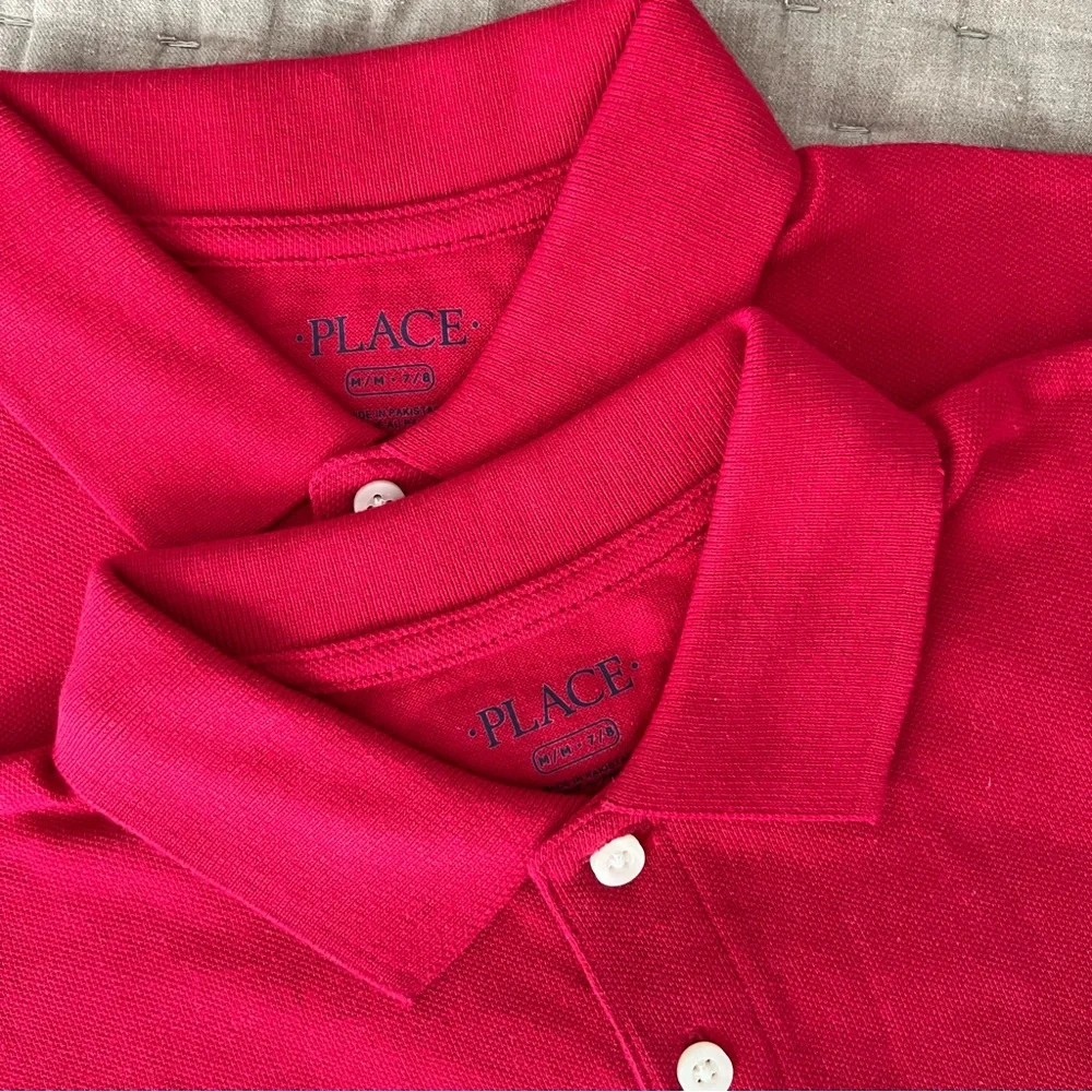The Children’s Place Set of 2 Red Uniform Soft Pique Polos size Medium 7/8 yrs